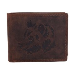 Pánska tmavo-hnedá kožená peňaženka Mercucio 2911908-18 medveď