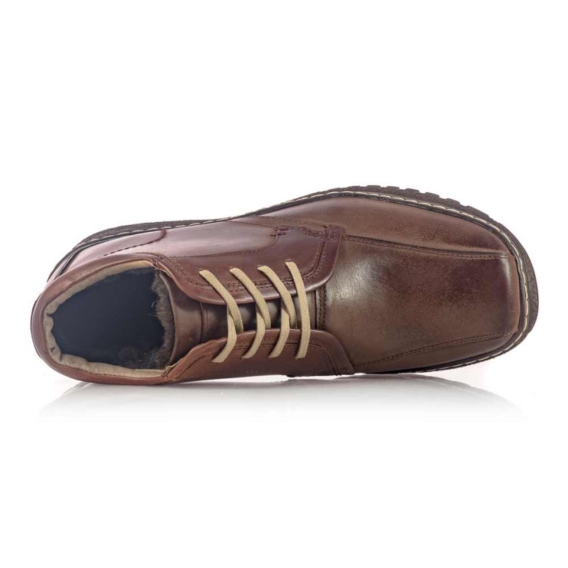 Pánska kožená hnedá zimná obuv Gift AQ50