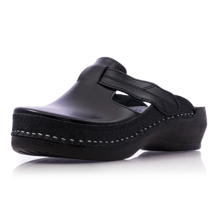Zdravotné čierne šľapky Batz Flower Black
