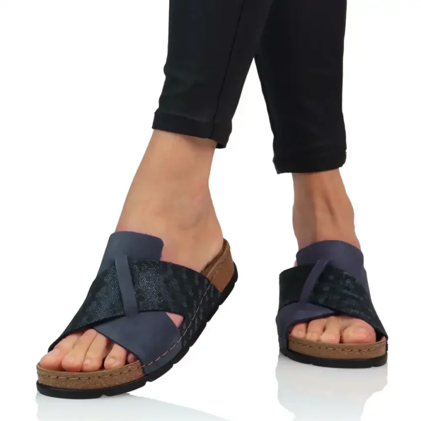 Dámske modré zdravotné šľapky Batz Marina blue mix