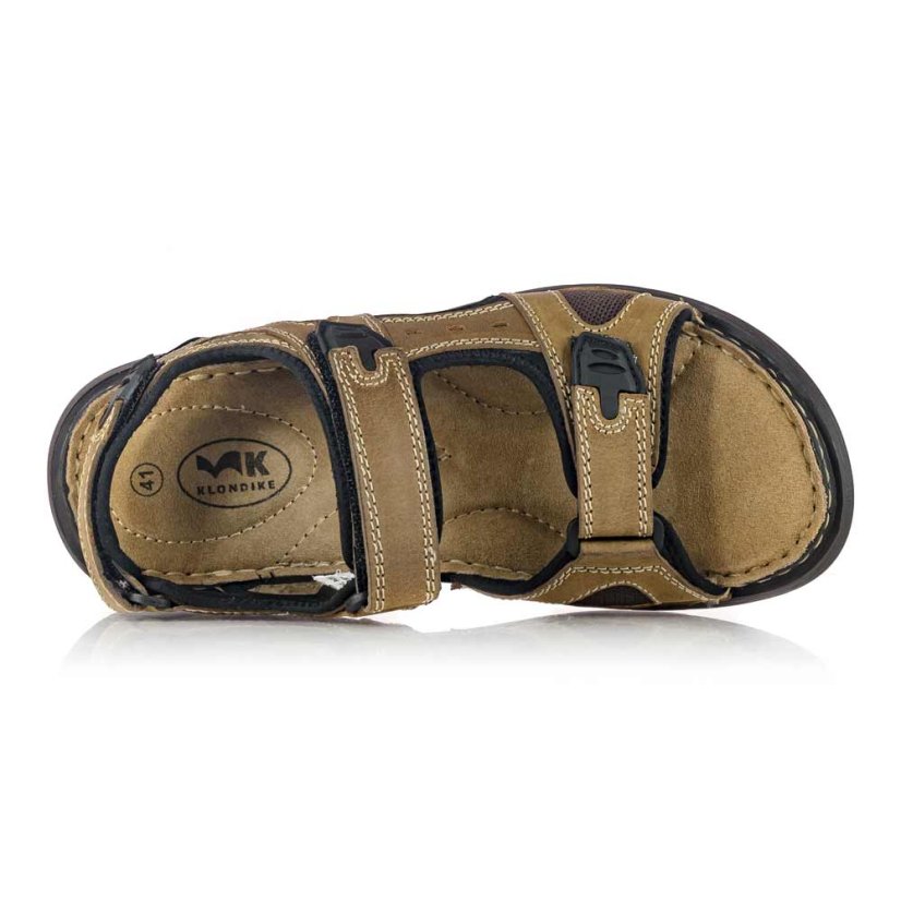 Pánske hnedé kožené sandále Klondike 69810 tan-d.brown