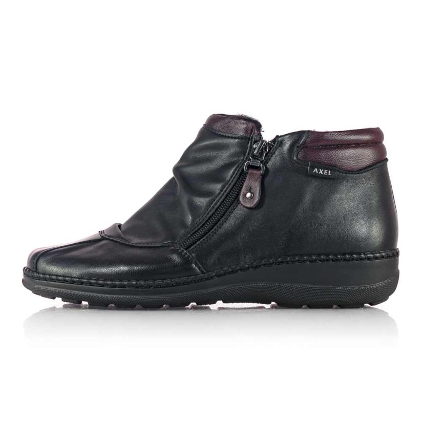 Dámska kožená čierna zimná obuv Axel 1725 black-bordo