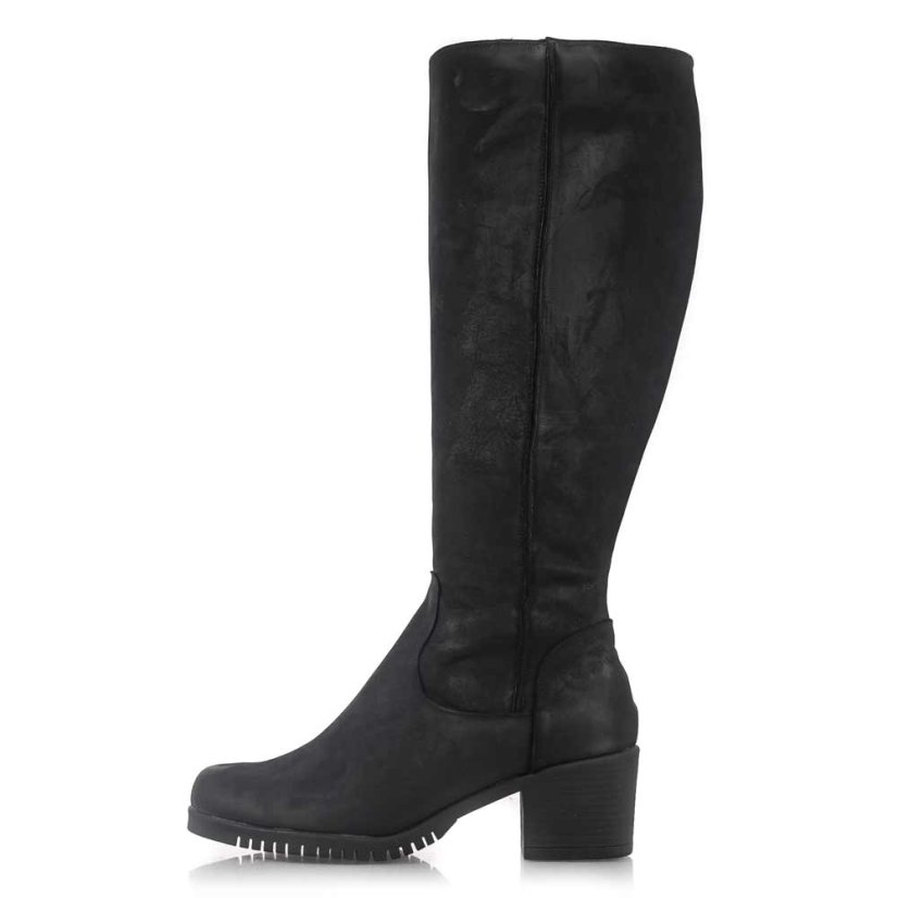 Dámske čierne kožené prechodné čižmy Gift Z492
