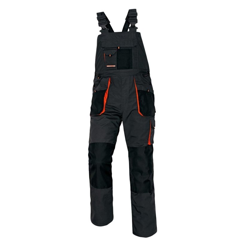 Čierno-sivé montérkové nohavice Emerton na traky - Veľkosť: 60