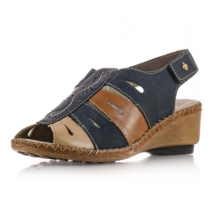 Dámske modré kožené sandále Rieker 66187-14