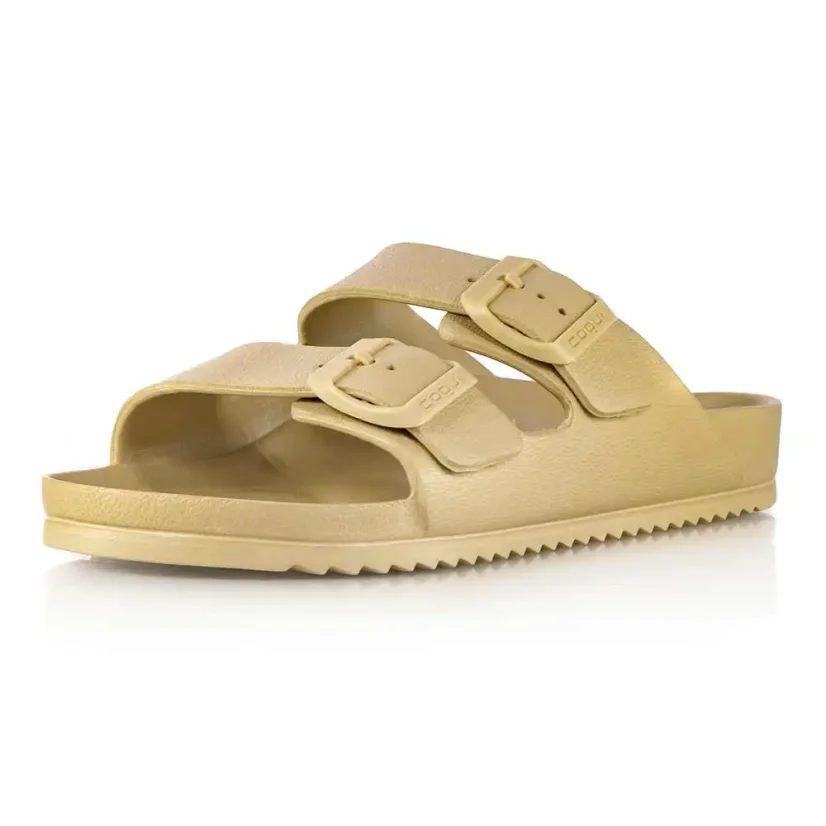 Dámske šľapky Coqui KONG golden beige shiny