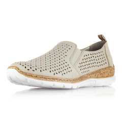 Dámske béžové kožené poltopánky Rieker N4251-60