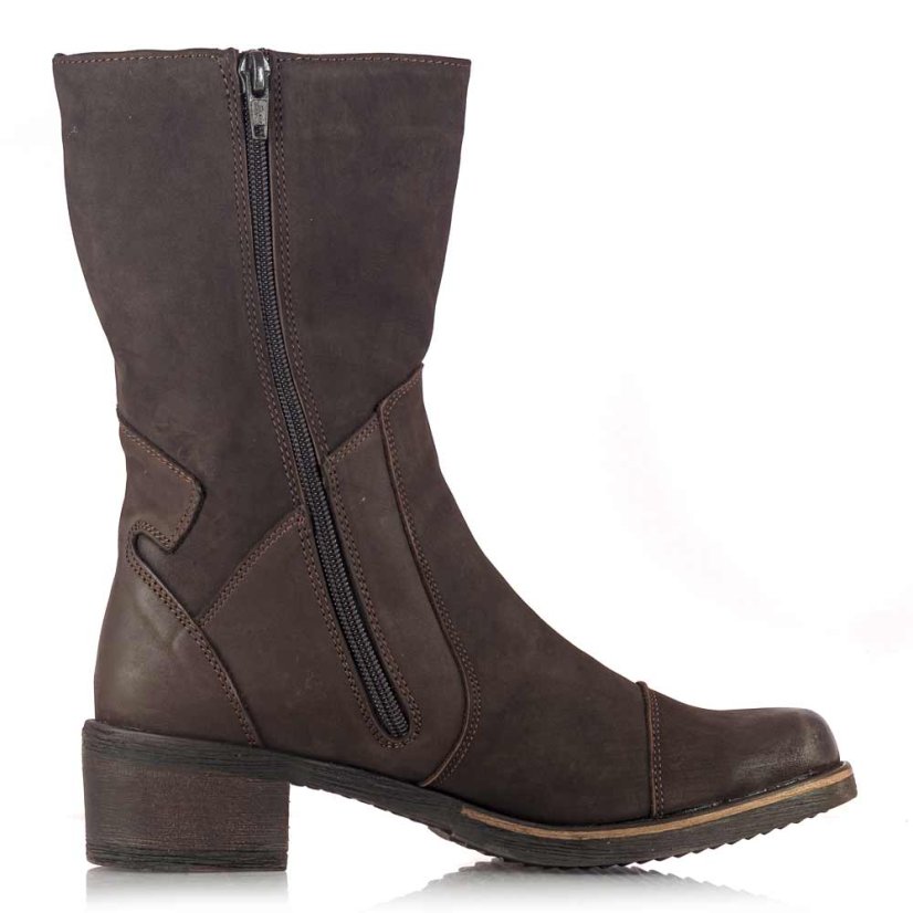 Dámske kožené zimné hnedé čižmy Gift Z395 bronz