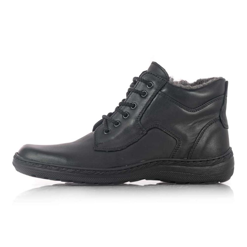 Pánska čierna kožená zimná obuv Gift J8