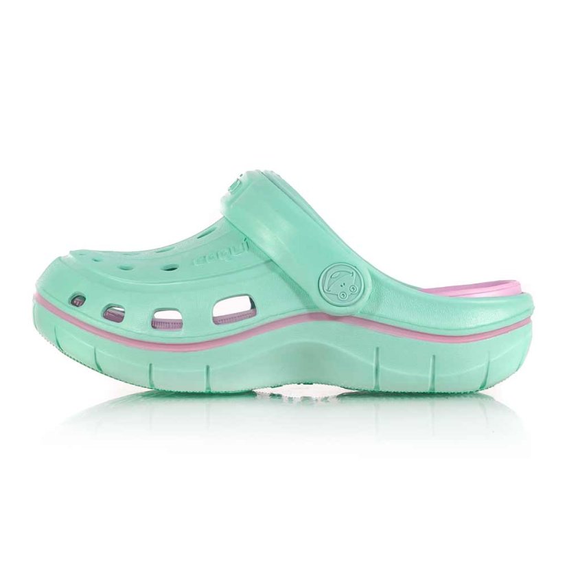 Detské tyrkysové kroxy Coqui Jumper 6353-100-4438 lt.mint - pink