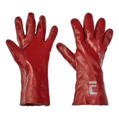 Rukavice RedStart máčané v PVC šité z bavlneného úpletu