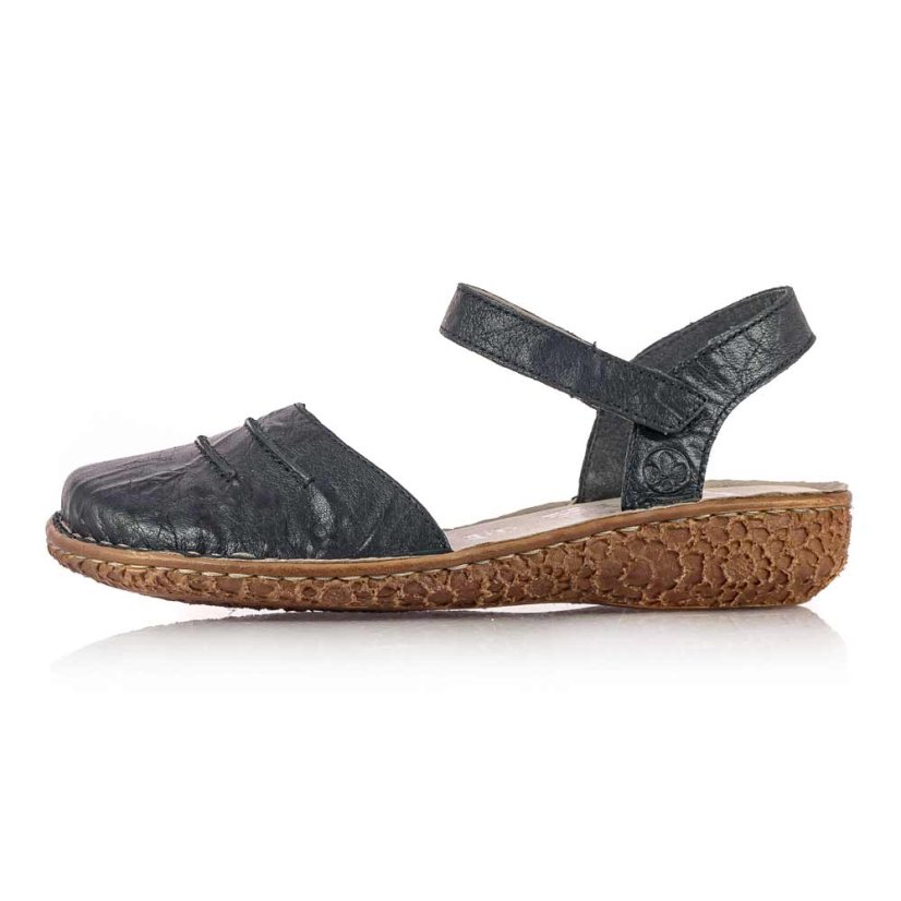 Dámske kožené čierne sandále Rieker M0954-00