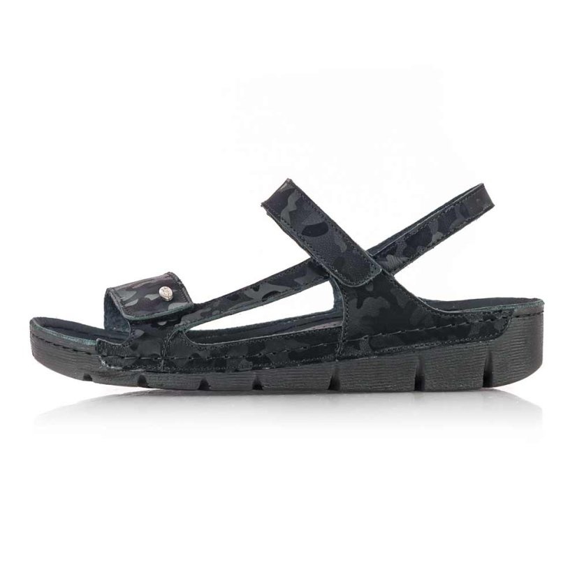 Dámske čierne zdravotné sandále Batz Miri black camouflage