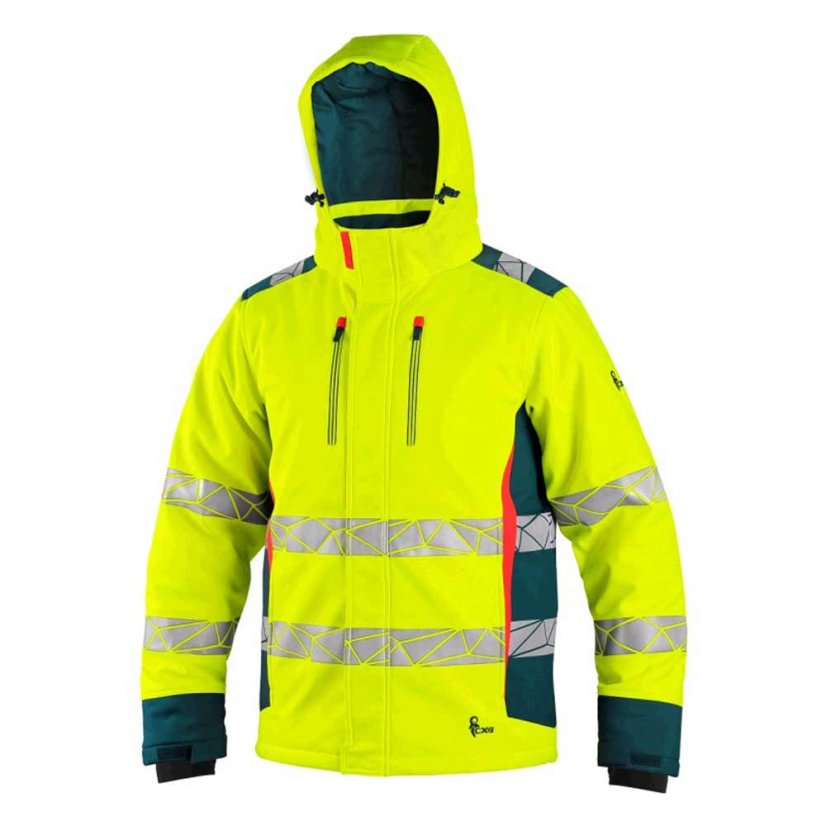 Reflexná bunda Canis CXS BEDFORD WINTER zimná softshell žlto-petrolejová
