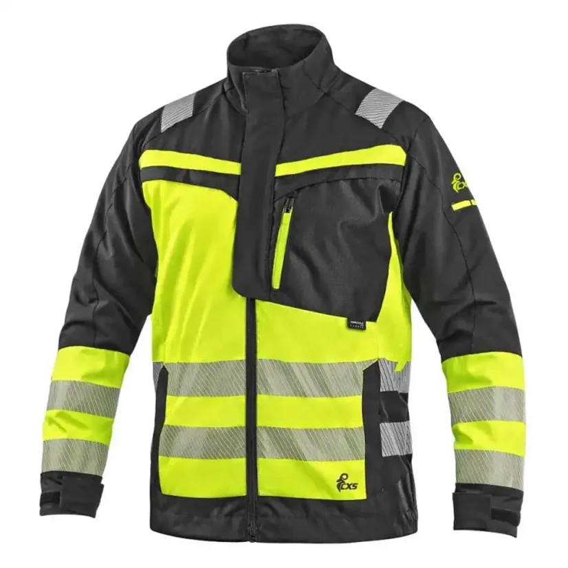 Pánska montérková blúza CXS NAOS čierna-žltá HV žltá, reflexné-pruhy