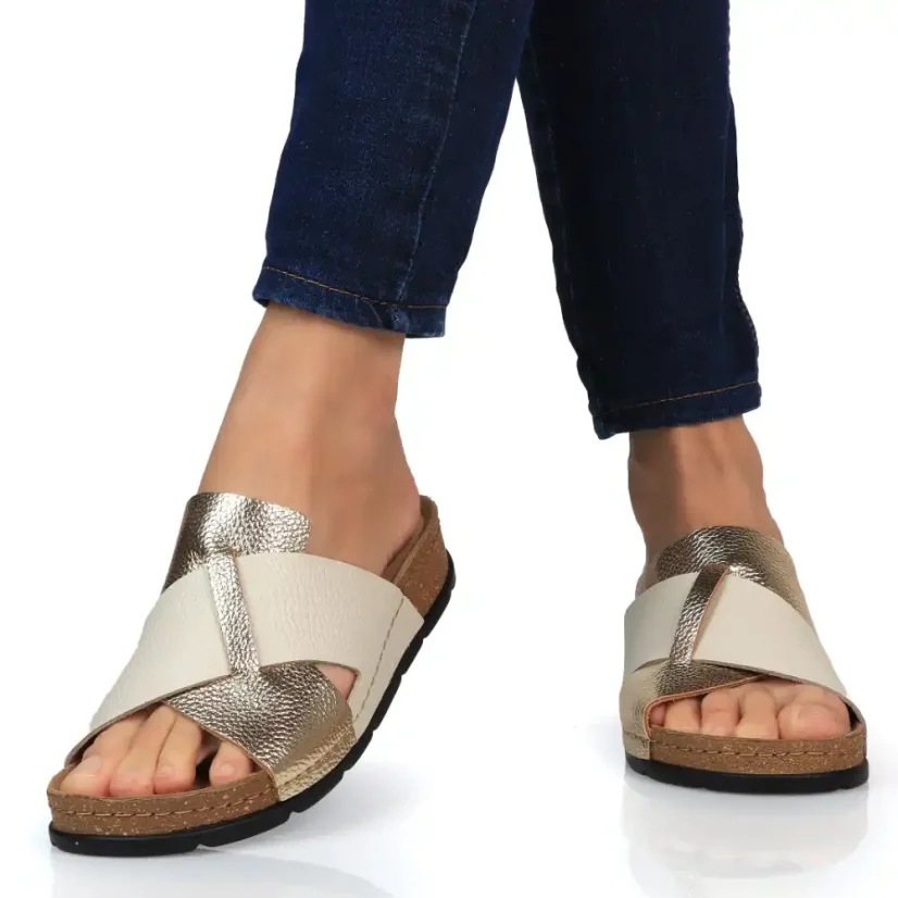 Dámske zdravotné šľapky Batz Marina gold-beige