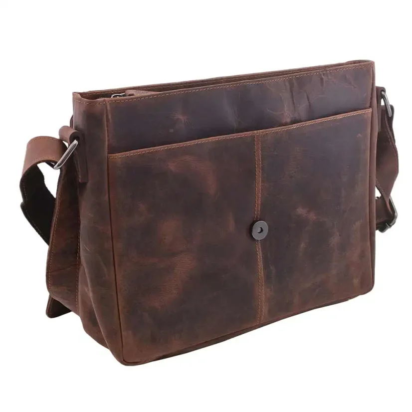 Pánska kožená taška cez rameno Mercucio 250911 tmavo hnedá hunter