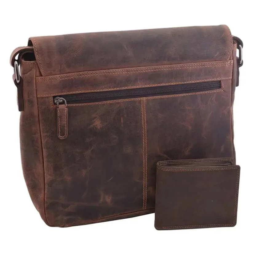 Pánska kožená taška cez rameno Mercucio 250911 tmavo hnedá hunter
