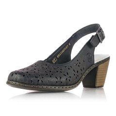Dámske čierne kožené sandále Rieker 40981-00