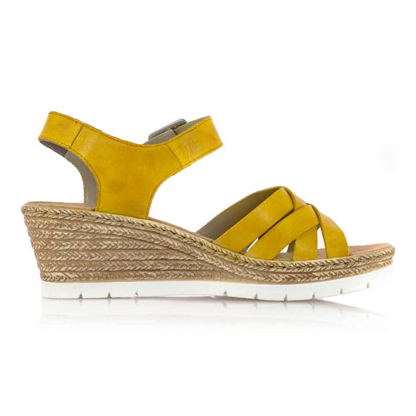 Dámske žlté kožené sandále Rieker 61963-68